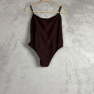 Shade & Shore Womens Brown Cowl Neck One Piece Swimsuit Size L 12-14 Espresso